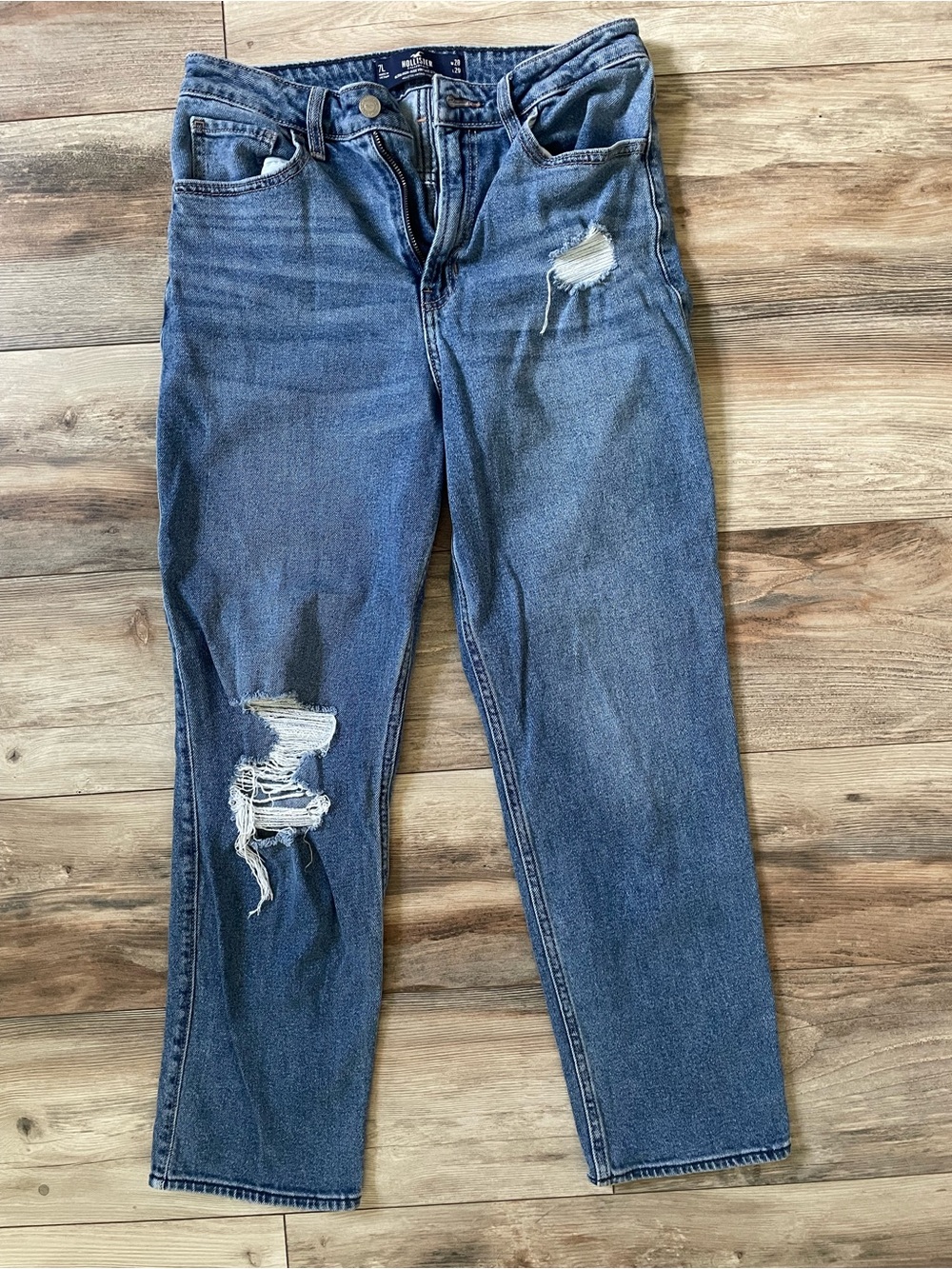 Hollister Straight-Leg Distressed Blue Jeans
